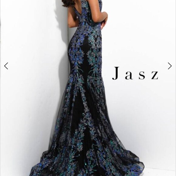 Jasz Couture 7317 Prom Dress | Beaded Mermaid Gown | Designer Evening Dress - Picture 4 of 5
